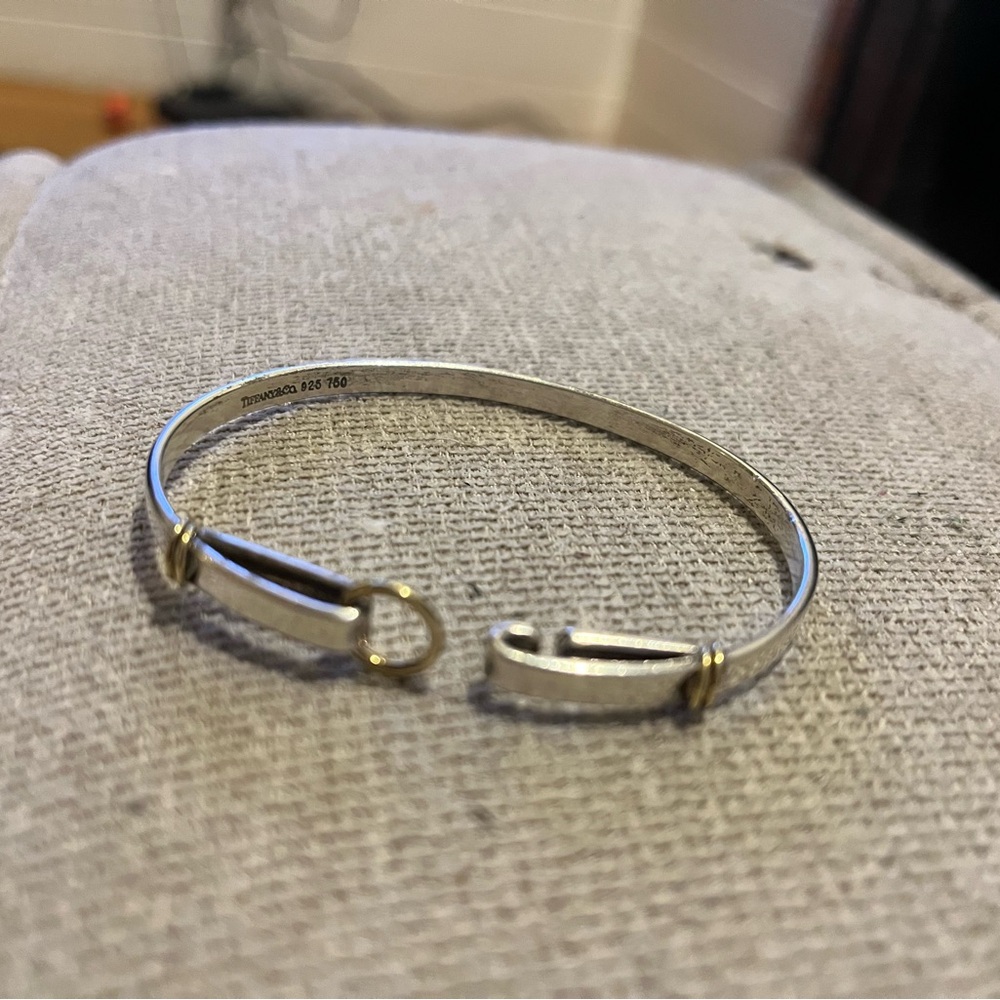 Vintage Tiffany & Co. Sterling Silver & 18k Yellow Gold Circle Hook Bracelet